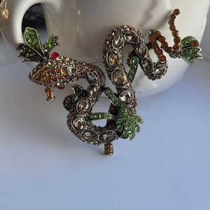 Broche grande de cobra com strass, broche de cobra, joias de cobra, presente de cobra, broche grande, broches para mulheres