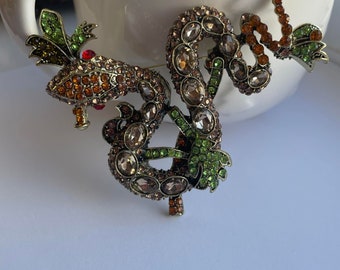 Rhinestone Snake Brooch, Large Statement Brooch