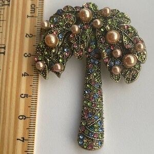 Rhinestone Pearl Palm Tree Brooch, Palm Tree Brooch, Rhinestone Palm ...