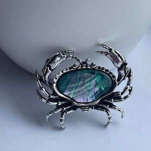 Broche de cangrejo de concha de abulón, broche de concha de abulón, joyas de concha de abulón, broche de cangrejo, regalo de cangrejo, broches de animales reino unido, colgante de cangrejo