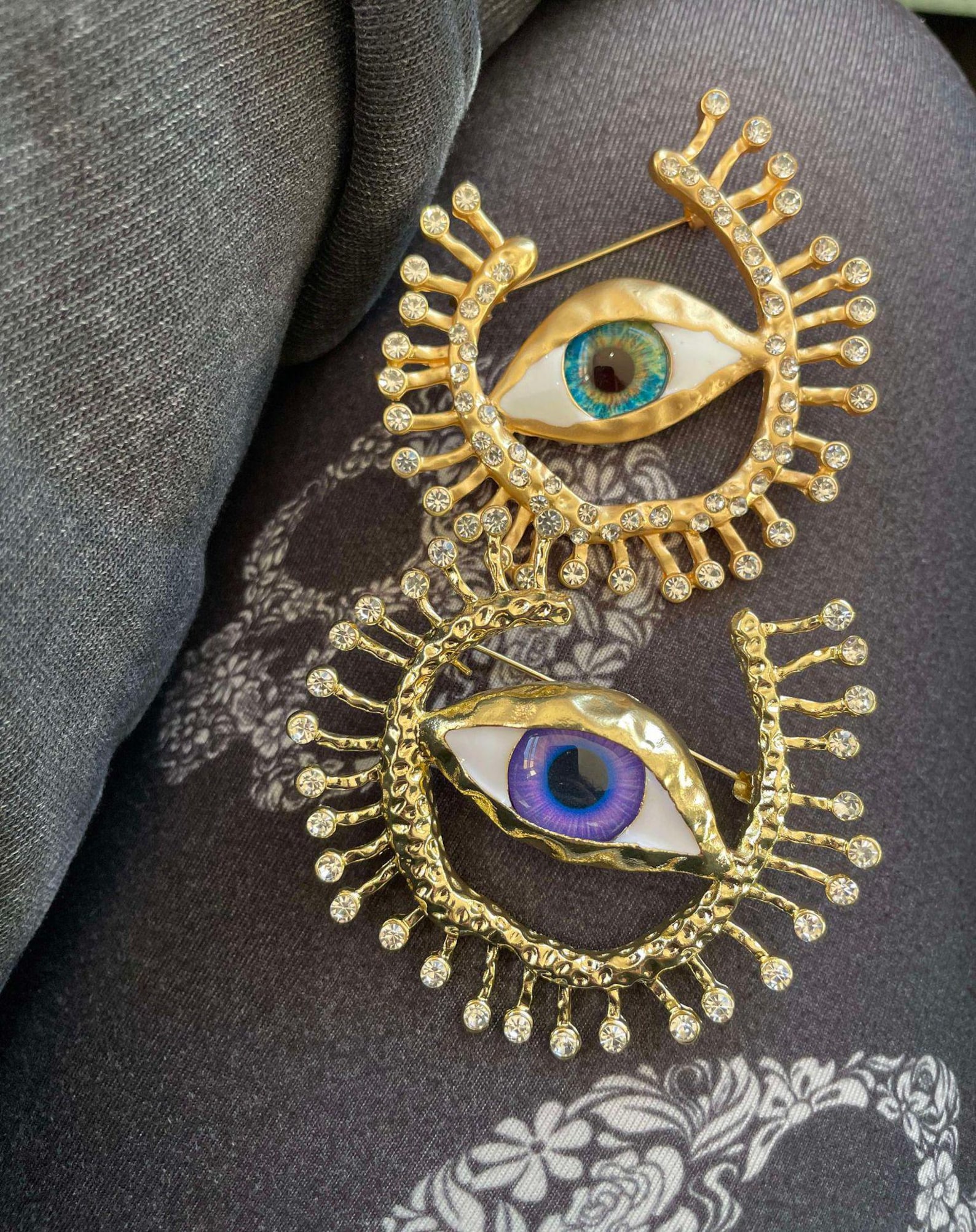 Evil Eye Rhinestone Large Evil Eye Rhinestone Brooch, Eye Brooch, Rhinestone Brooch, Eye ...