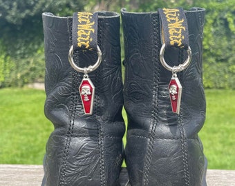 Coffin skull boot charms, gothic boot charms, punk boot charms, boot charms, Doc charms, coffin boot charms, skull boot charms