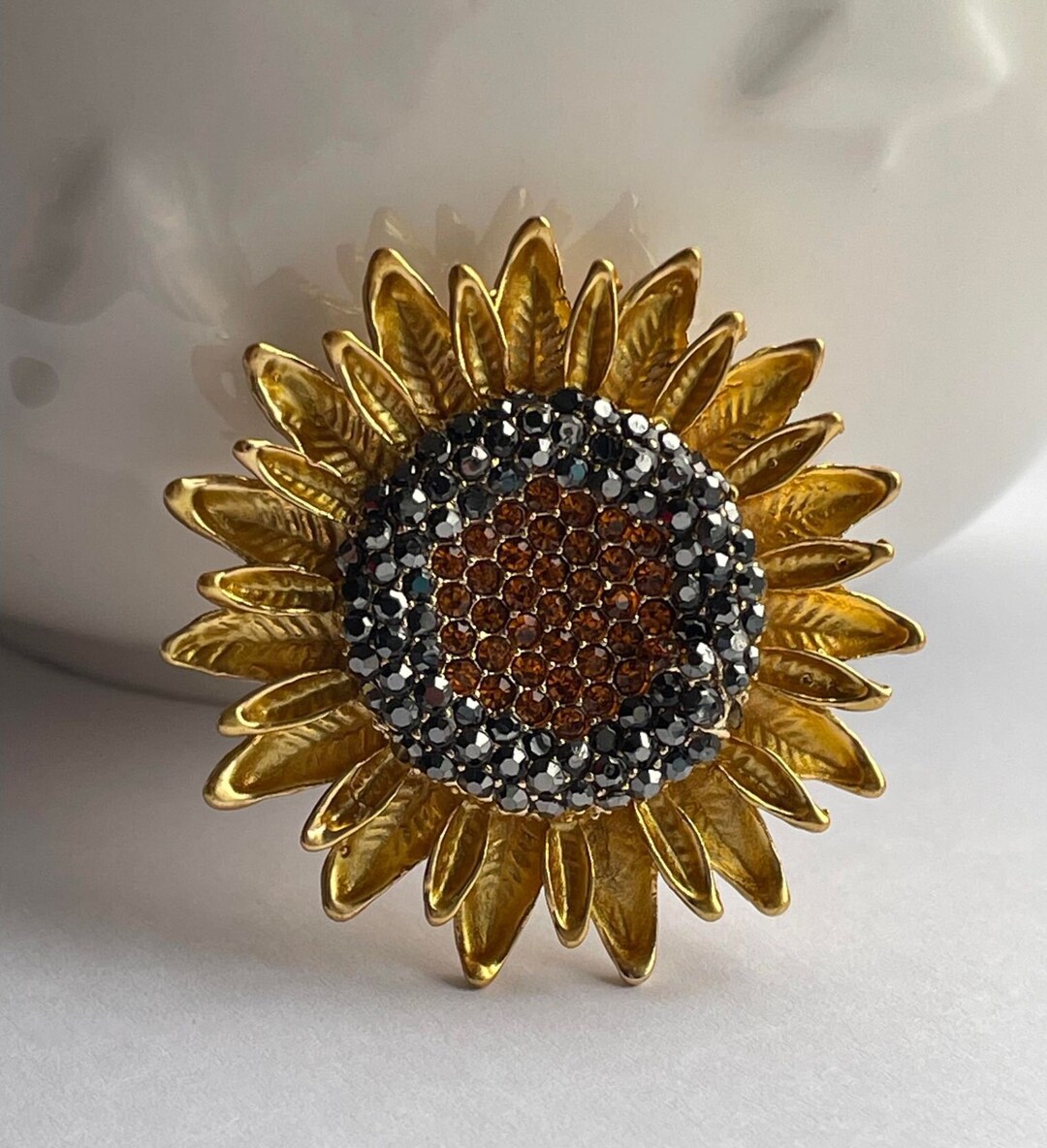 Rhinestone Sunflower Brooch, Sunflower Brooch, Sunflower Pendant