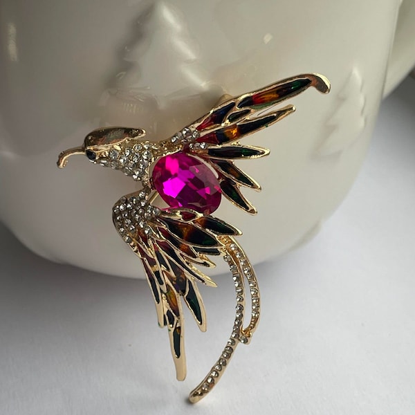 Phoenix brooch, phoenix gift, colourful brooch, phoenix jewellery