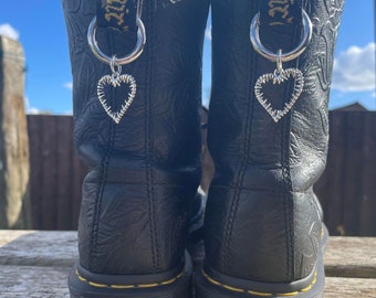 Spiky heart boot charms, Gothic boot charms, punk boot charms, boot charms, Doc charms, heart boot charms, boot accessories, spiky charm