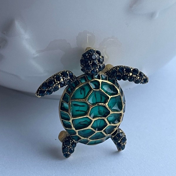 Rhinestone turtle brooch, turtle brooch, turtle pendant, turtle jewellery