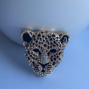 Rhinestone and enamel leopard brooch, leopard brooch, leopard jewellery, leopard gift, cat brooch, big cat lover