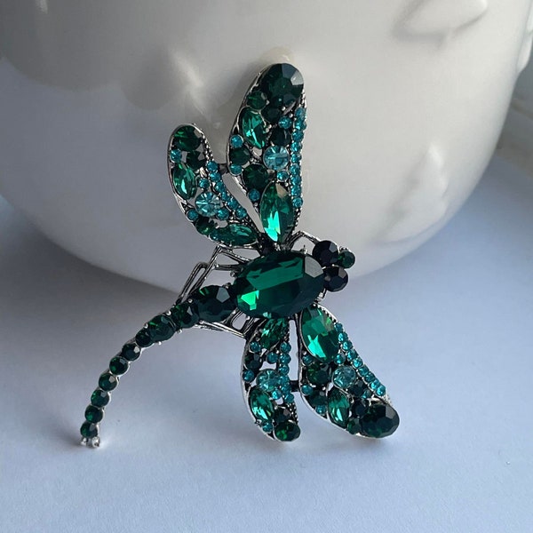 Dragonfly brooch, rhinestone dragonfly, dragonfly jewellery, dragonfly pendant