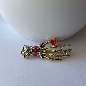 Rhinestone Skeleton Hand Brooch, Skeleton Brooch Pin, Skeleton ...