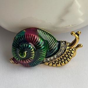Snail brooch, snail gift, rhinestone snail brooch, gift for mum.