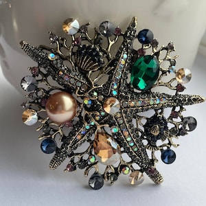 Grande broche étoile de mer style sirène, broche étoile de mer, bijoux étoiles de mer, broche sirène