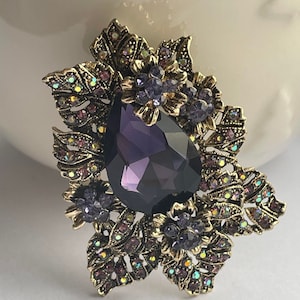 大きなラインストーンの花のブローチ、花のブローチ、ヴィンテージの花のブローチ、花のペンダント