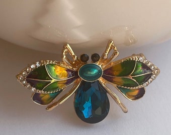 Colourful bee brooch, bee brooch, bee jewellery, bee gift, insect brooch