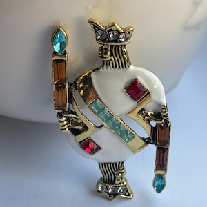 Broche royale en strass, broche royale, broches pour femmes, broche carte à jouer