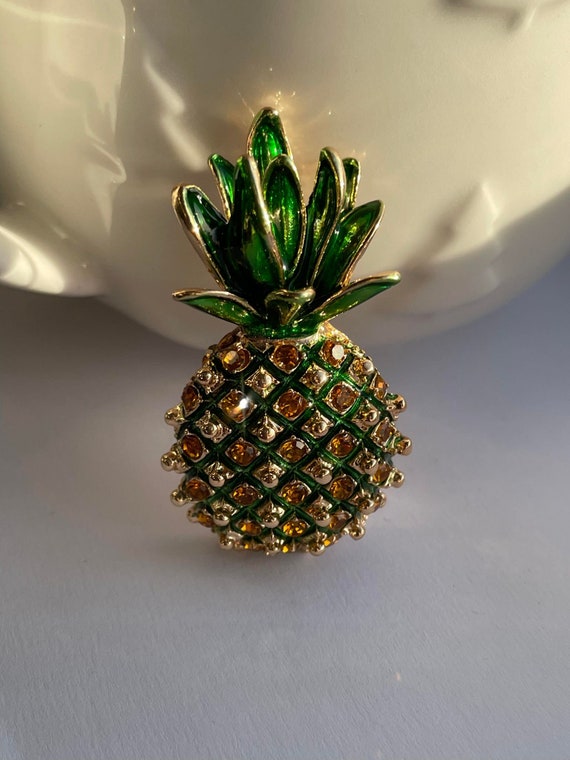 Broche vintage signée Trifari ananas abstrait texturé ton argent - France