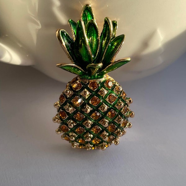 Rhinestone pineapple brooch, pineapple brooch, pineapple jewellery, pineapple gift