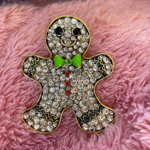 Gingerbread man brooch, rhinestone gingerbread man, gingerbread man jewellery, Christmas brooch
