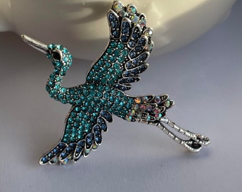 Rhinestone stork brooch, stork brooch, stork gift, stork jewellery, animal brooches, bird brooch