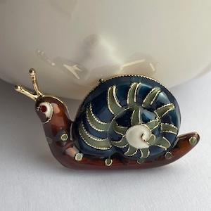 Enamel snail brooch, snail brooch, snail gift, snail jewellery