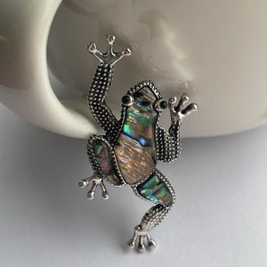 Broche grenouille coquillage ormeau, broche grenouille, bijoux grenouille, broche coquillage ormeau, bijoux coquillage ormeau
