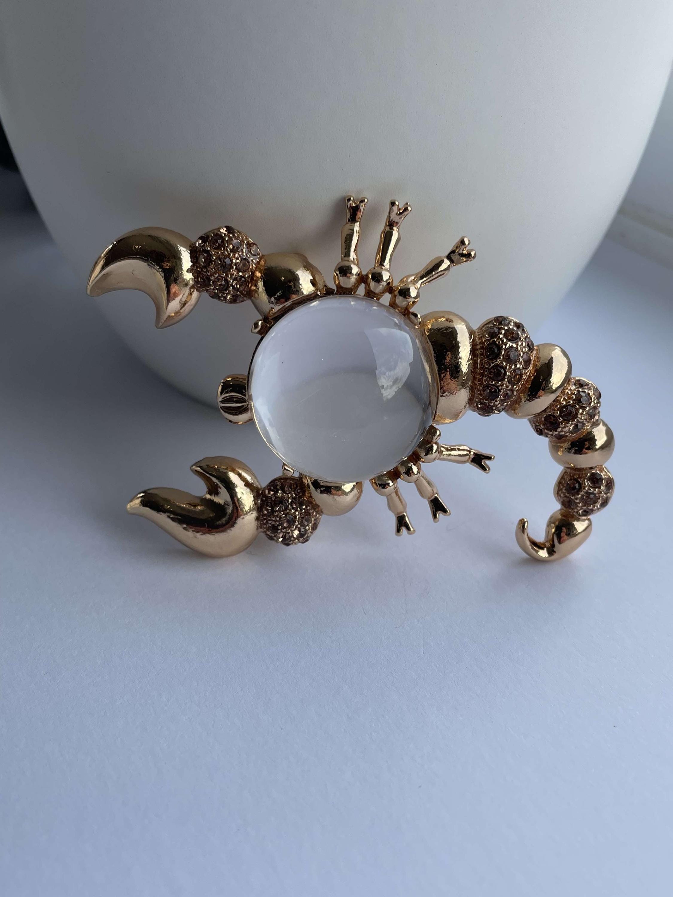 Broche Vintage Scorpion En Métal Alliage - Bijou Animalier Rétro - 4x6.6cm