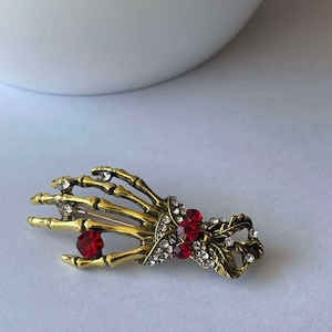 Rhinestone Skeleton Hand Brooch, Skeleton Brooch Pin, Skeleton ...