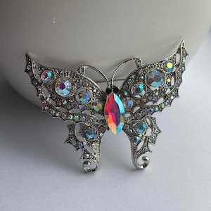 Strass Schmetterling Brosche, Schmetterling Brosche, große Schmetterling Brosche, Aurora Borealis Kristall Schmuck, Aurora Borealis Schmuck