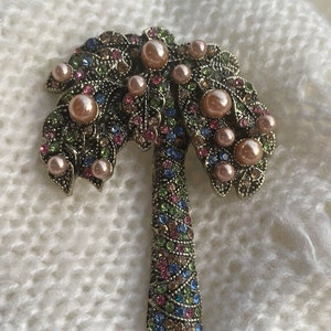 Rhinestone Pearl Palm Tree Brooch, Palm Tree Brooch, Rhinestone Palm ...