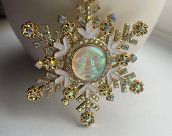 Broche Ancienne Argent Massif 925 – Art Déco / Nouveau – Motif Lune