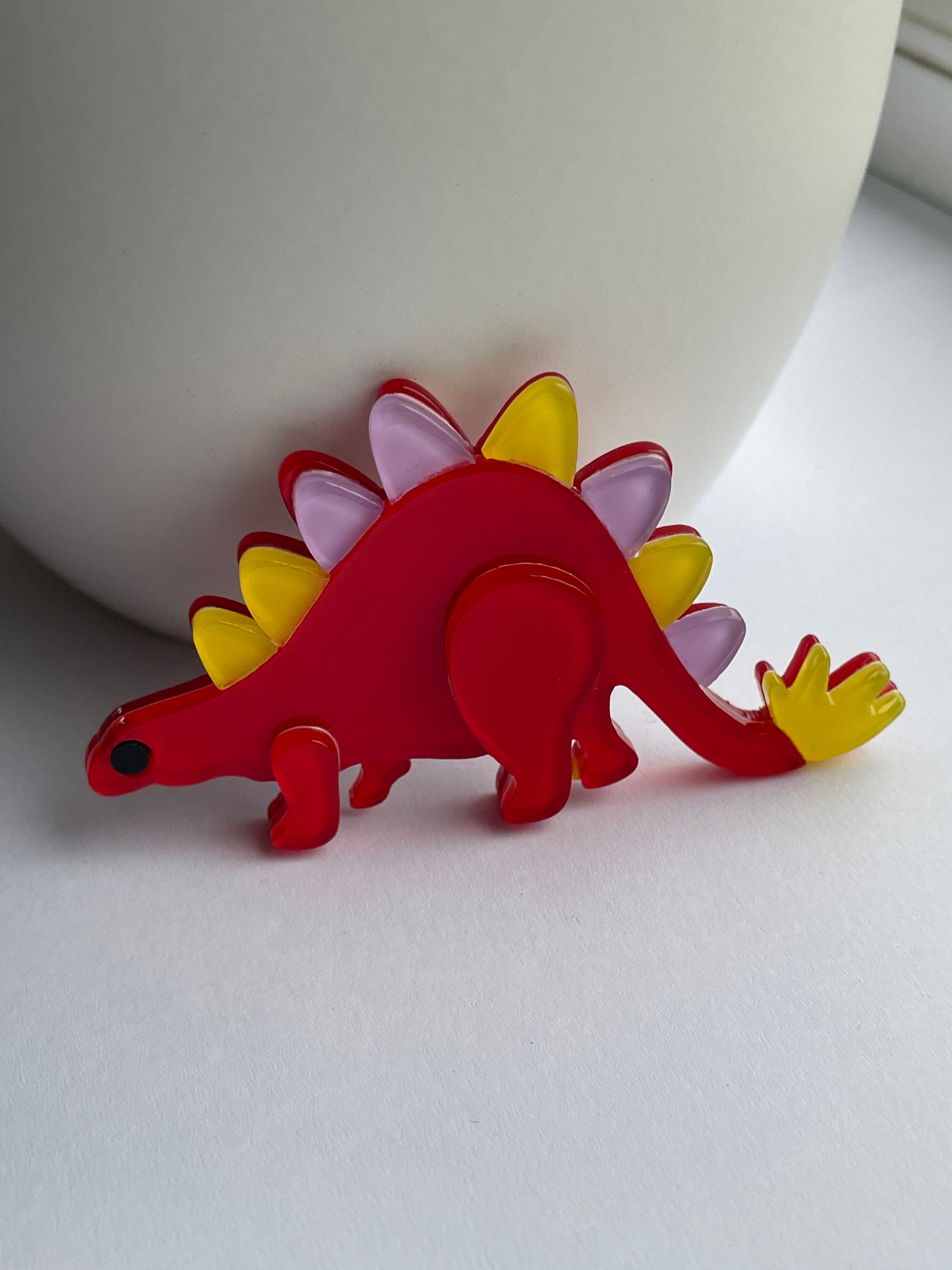 Broche Dinosaure Vintage Française - Plastique Peint Vert - Neuf Sans Emballage