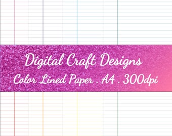 Set of 8 Colored Lined Digital Notebook Paper, School Digital paper, Notebook Sheet Lined Paper, Digital Stationery, Goodnotes Paper Insert