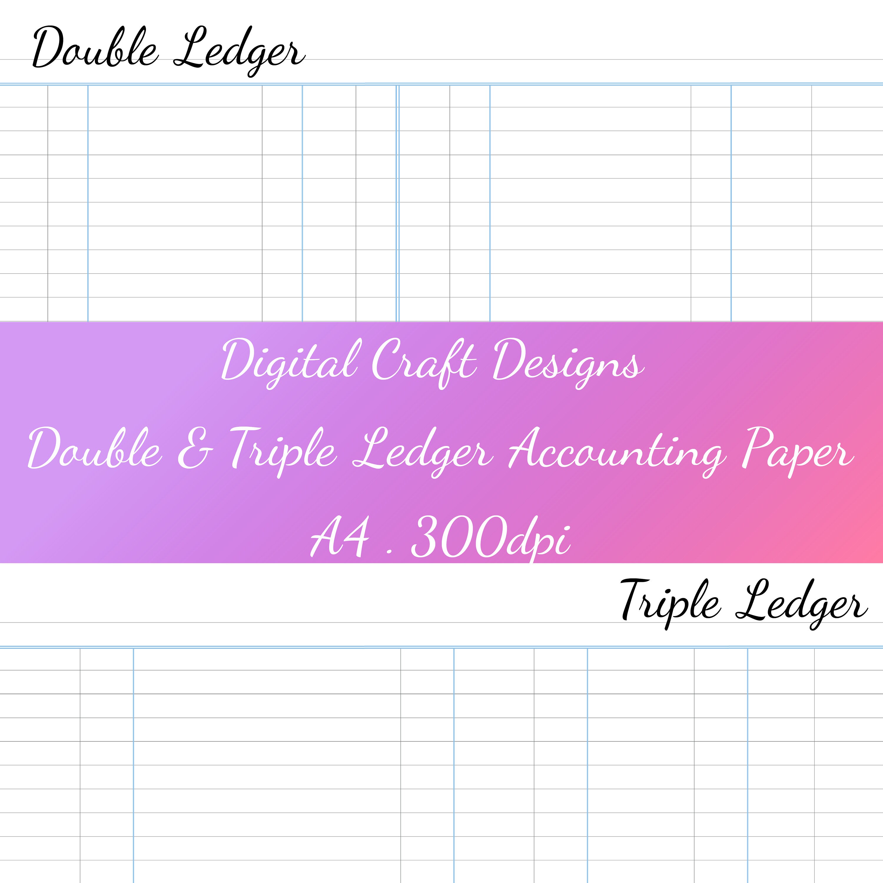 Double Triple Ledger Accounting Digital Notebook Paper Etsy