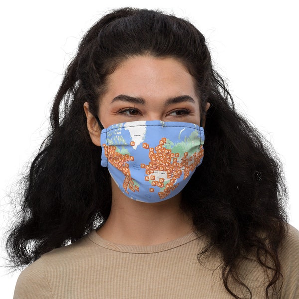 Amateur Traveler episodes map - Premium face mask