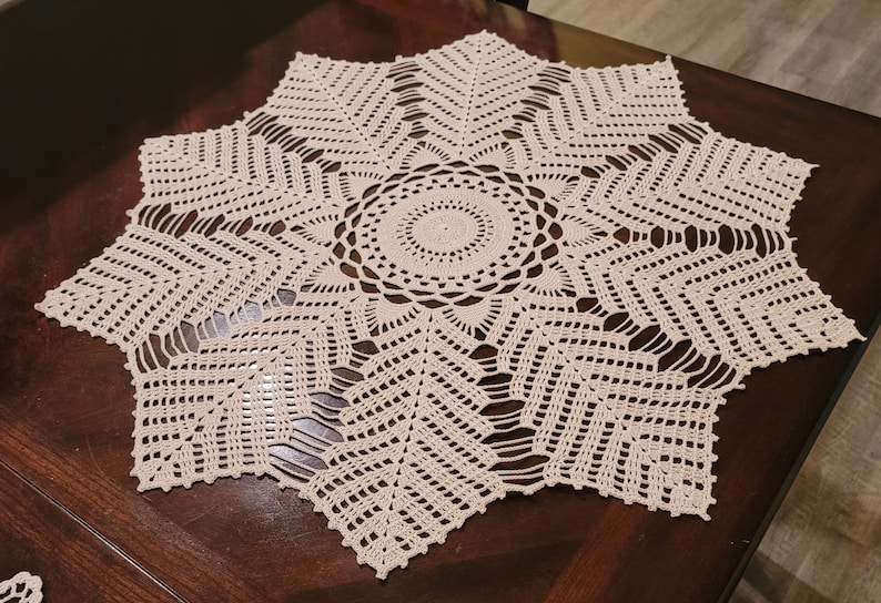 Beige stunning handmade crochet doilies 27 High quality Egyptian cotton.