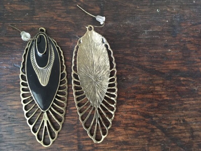 Vintage-inspired enamel earringsdramaticholidayblackdanglenew yearschritsmas