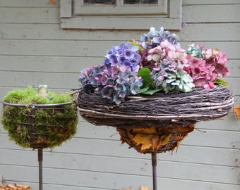 Panier de plantes, panier de plantes sur bâton, piquet de jardin, Noël, cadeau de jardinage, jardinière, porte-couronne à coller, fleuriste, décoration, herbes