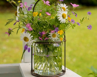 Vase à suspendre, vase à fleurs, lanterne, bocaux anciens, cadeau de Saint-Valentin, lampe de jardin, bocal, cuisine, idée cadeau, bougies