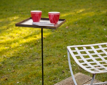 Table d'appoint, porte-couronne, table de jardin, table à herbes, guéridon à fleurs, table en fer pour le jardin, petite table, table à insérer, cadeau de jardinier, bricolage