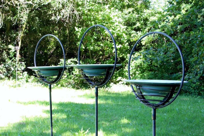 Bird bath, watering place on stick, suet ball holder on stick, feeding place on stick, bird bath on stick, planter on stick, garden stake, image 2