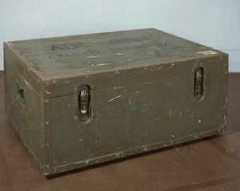 Side table, old box, military box, transport box, vintage box, living room table, storage, bedside table, storage box, furniture, home decor