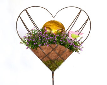 Wedding, bride, anniversary, garden plug, decorative heart, iron, metal, wedding, Mother's Day, gift, garden, planter 3D heart "large", florist,