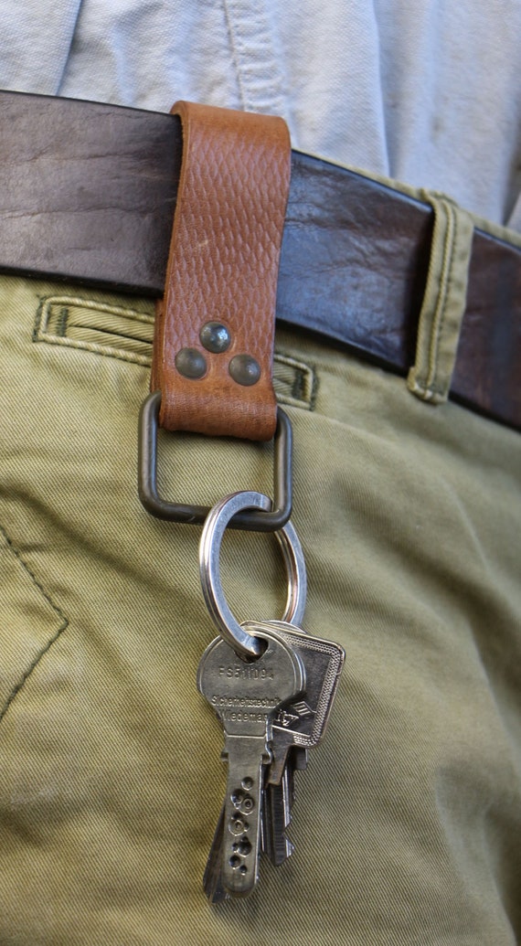 LEATHER & KEY CHAIN Belt Loop Key Holder Ring Keychain Keyring Keyfob  Detachable | eBay