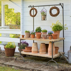 Flower bench trestles and wood, planting table, garden, DIY, pot garden, garden decoration, Mother's Day, herb garden, vegetable garden, perennials