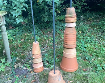 Juego de 3 estacas redondas de hierro para macetas de terracota, estaca de suelo, soporte para macetas, varilla de hierro, estaca para plantas, ayuda para trepar, soporte para plantas perennes, estante para macetas de terracota