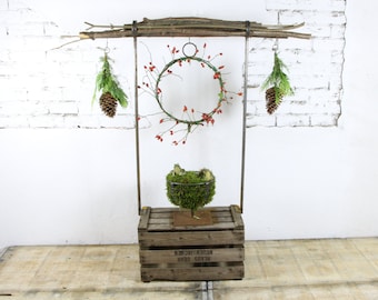 Poste de mesa, travesaño para caja de madera, accesorios para cajas, herrajes de hierro, artículos para manualidades, decoración natural, manualidades navideñas, decoración, floristería, decoración DIY