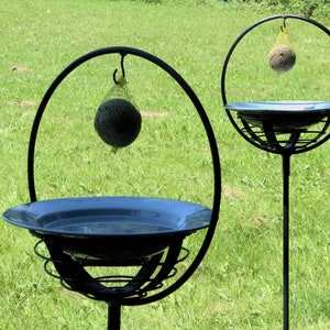 Bird bath, watering place on stick, suet ball holder on stick, feeding place on stick, bird bath on stick, planter on stick, garden stake, image 1