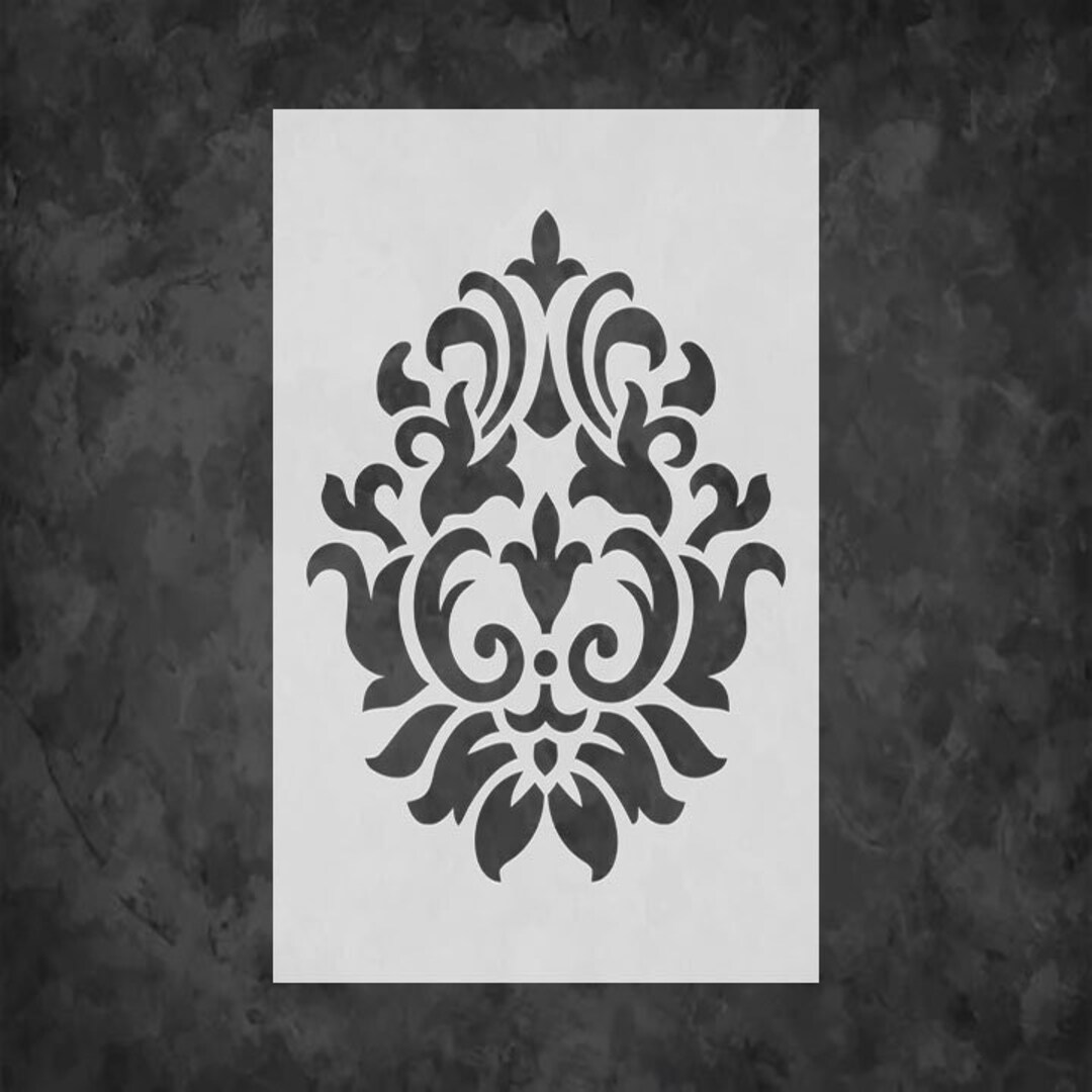 Damask Design Stencil Reusable Mylar Stencil Art Template Etsy
