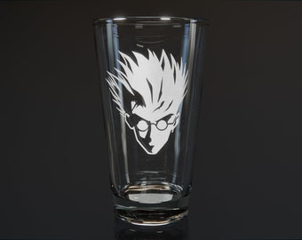 Trigun, Vash the Stampede, Anime Customizable Etched Pint Glass, Best Gift For Him, Best Birthday & Anniversary Gift