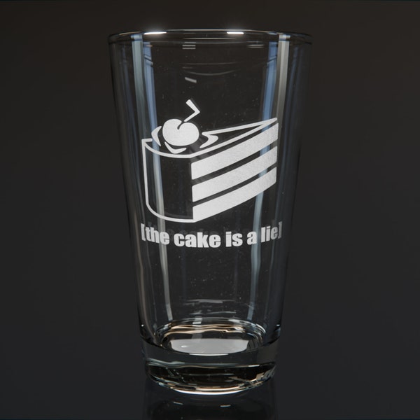The Cake is a Lie, Portal Customizable Etched Pint Glass, Aperture Science, Video Games, Best Gift For Him, Best Birthday & Anniversary Gift