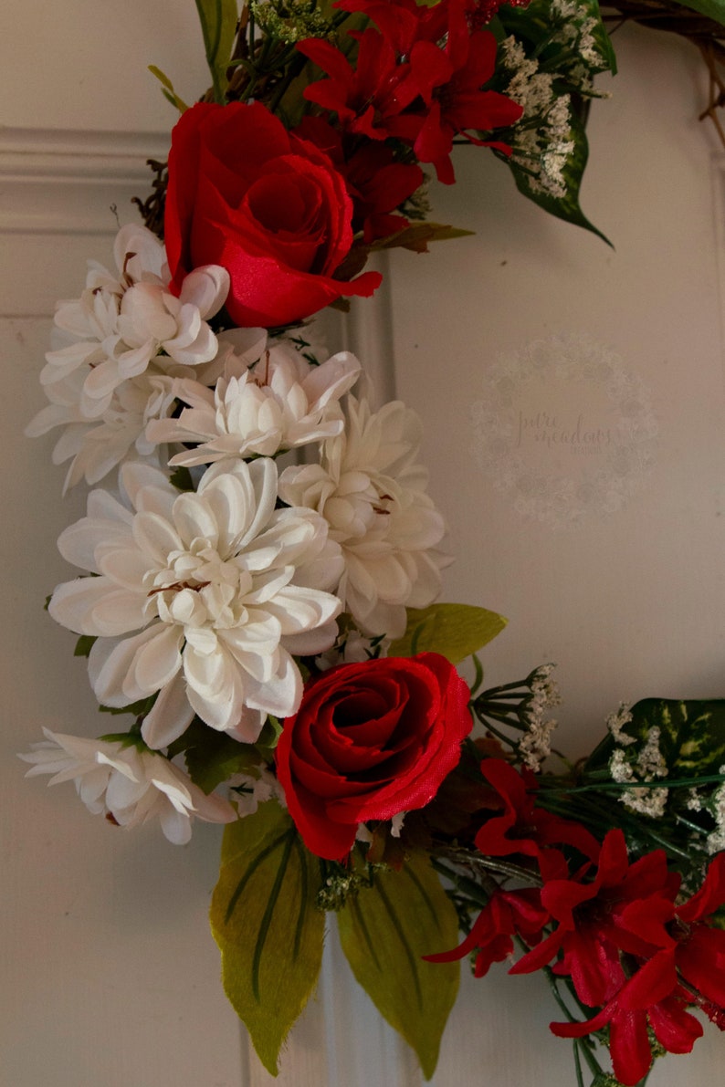 Red Roses Valentines Wreath 12 Inch Wreath I Love Us Home Decor Valentines Decor Door Hanger Spring Grapevine Wreath Gift